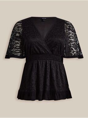 Torrid  Stretch Lace Surplice Dolman Sleeve Top